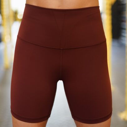 6 Inch Womens Performance Shorts Maroon Front