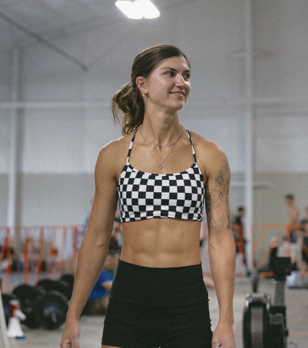 Checkered Apex Sports Bra Black and White