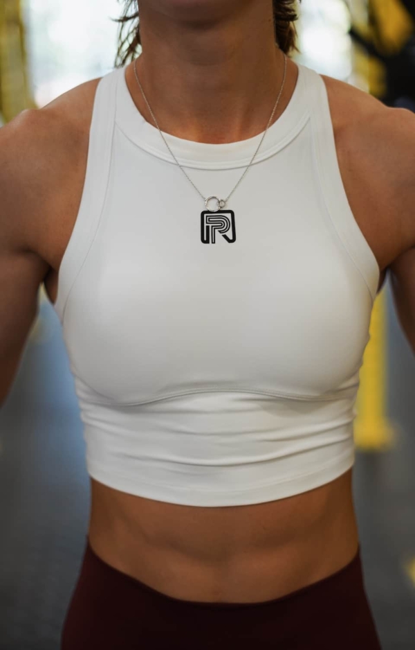 Compete Crop Tank White Front