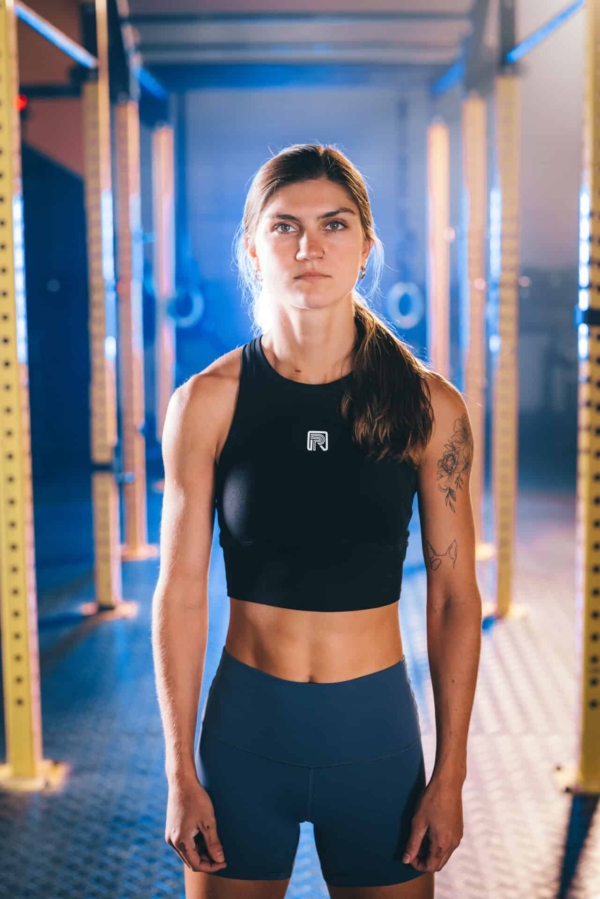 PR Apparel Compete Crop tank with built-in bra Black