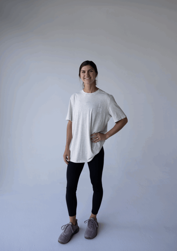 The Daily Trainer PRformance Cotton Fabric Oversize Unisex Tee, Heather White 1