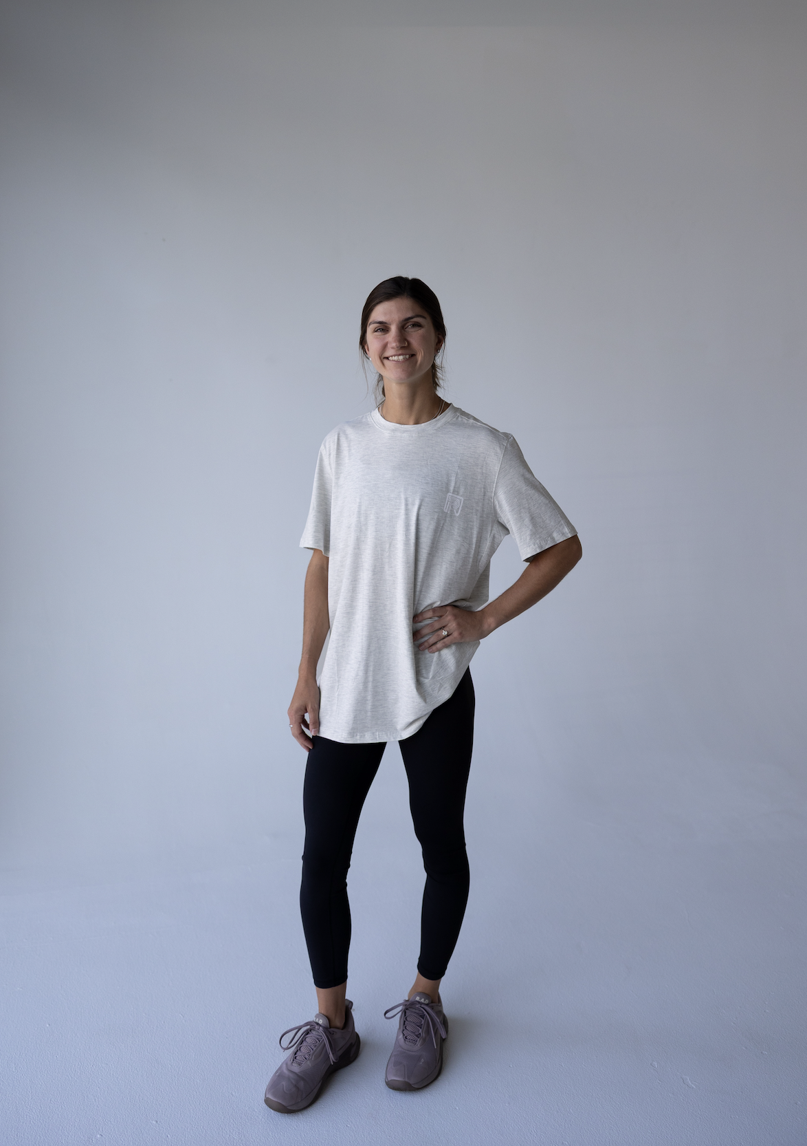 The Daily Trainer PRformance Cotton Fabric Oversize Unisex Tee, Heather White 1
