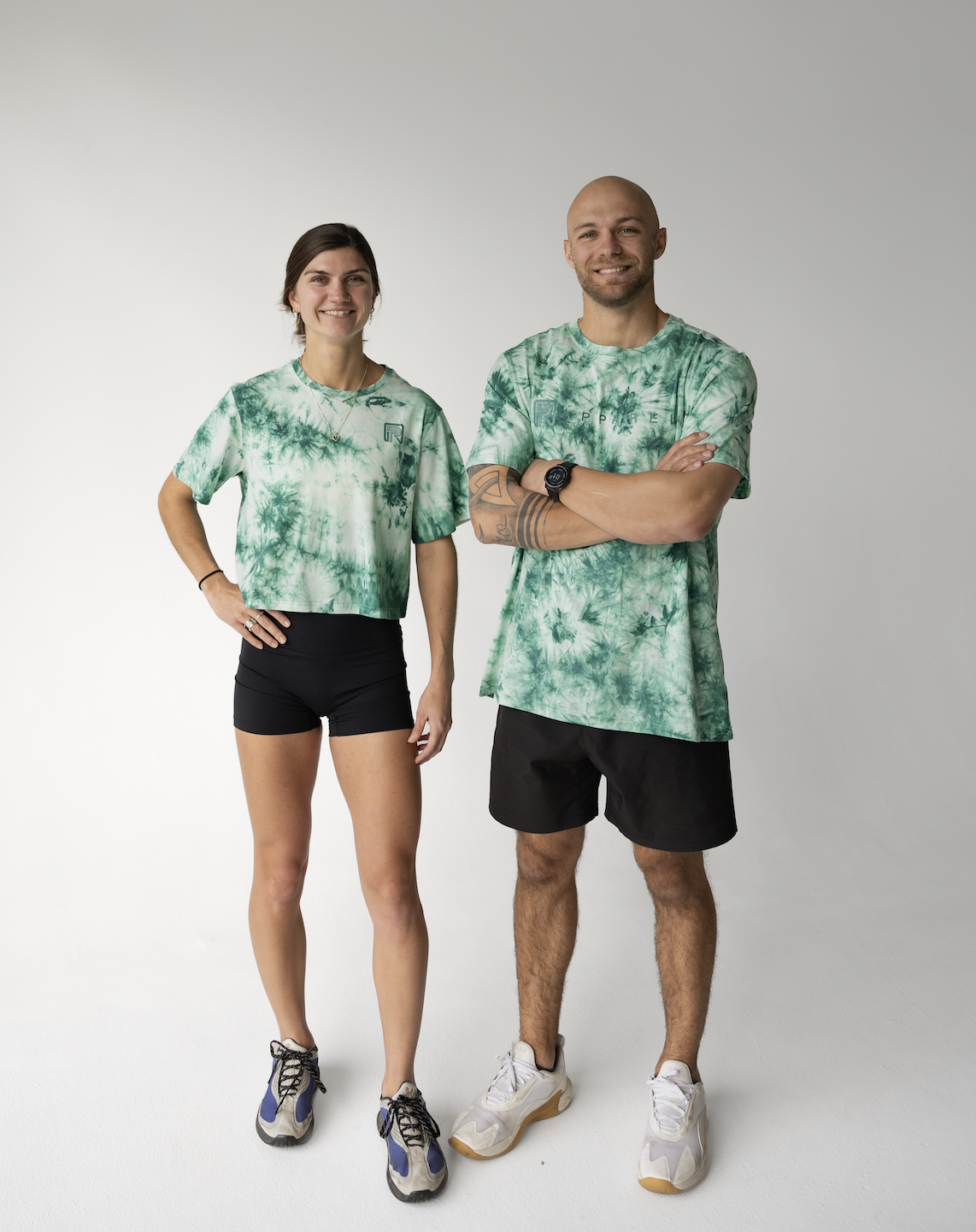 emerald tie dye crop tee duo