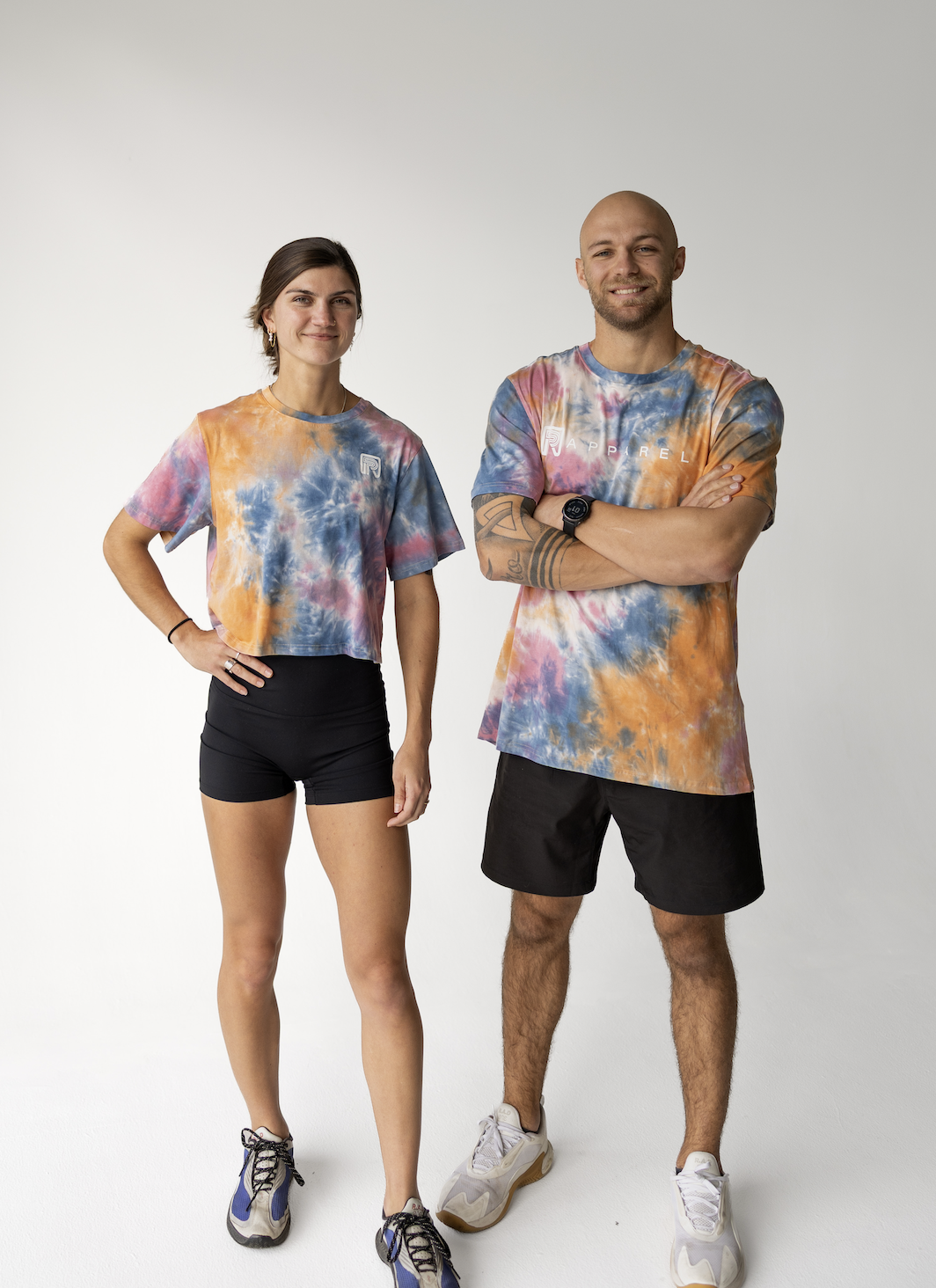 sunset tie dye crop tee duo